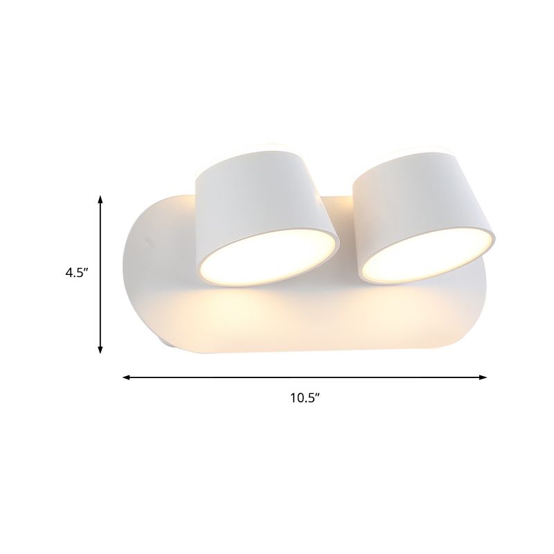 1/2/3 Lights Clice murale de la chambre avec une nuance en métal à cône MODERNE BLANC / VANIÈME ÉCLAIR