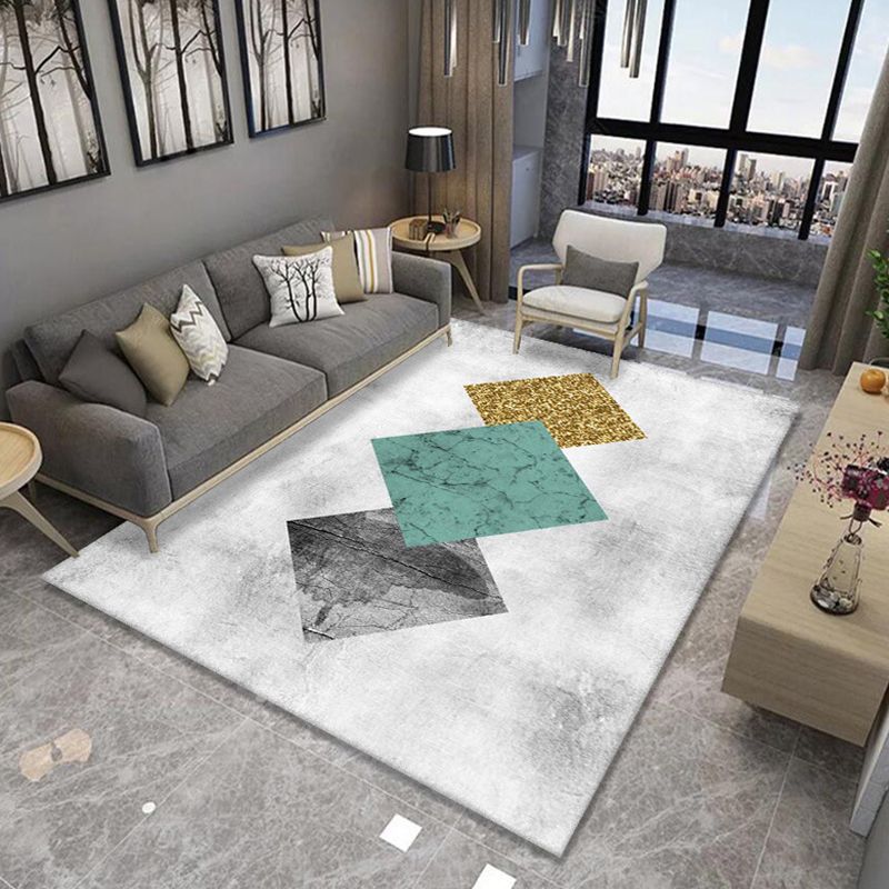 Simple Geometry Pattern Rug Polyester Carpet Non-Slip Backing Indoor Carpet for Home Decoration