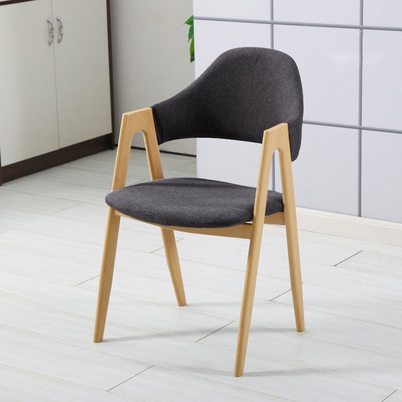 Glam Style Wooden Dining Arm Chair Matte Finish Solid Back Dining Chair for Home