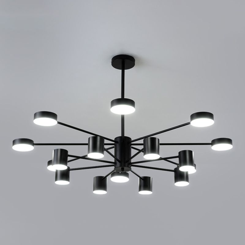 Nordic Metal Chandelier Black Multi Light Hanging Light for Bedroom