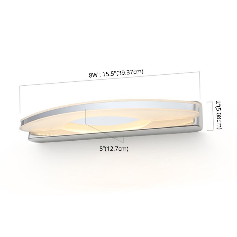 Shaded Wall Sconce Lighting Contemporary Style Metal Shower Room LED Wall Mounted Light in Chrome