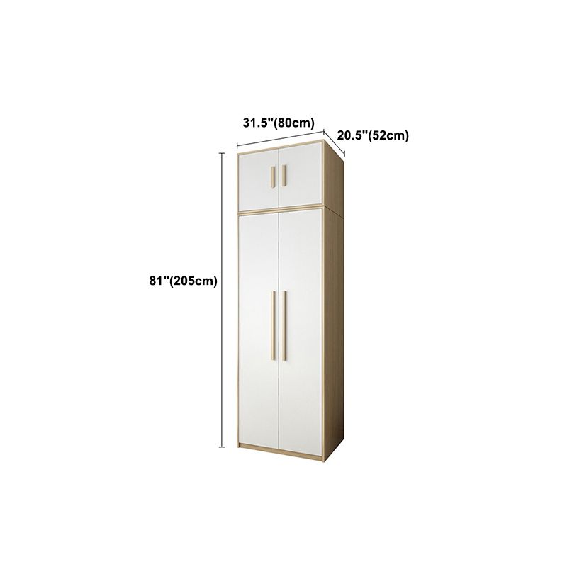 Contemporary White Storage Cabinet for Bedroom Manufactured Wood Hinged Door Cabinet