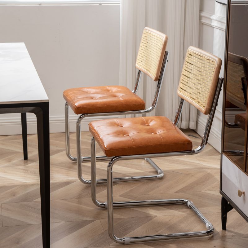 Industrial Style Side Chair Leather Open Back Indoor Dining Chair