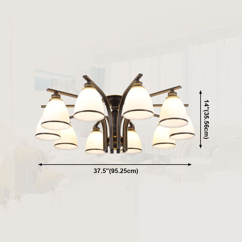 Black Semi Flush Mount Lighting Modern Style Glass Conical Semi-Flush Mount Ceiling Light