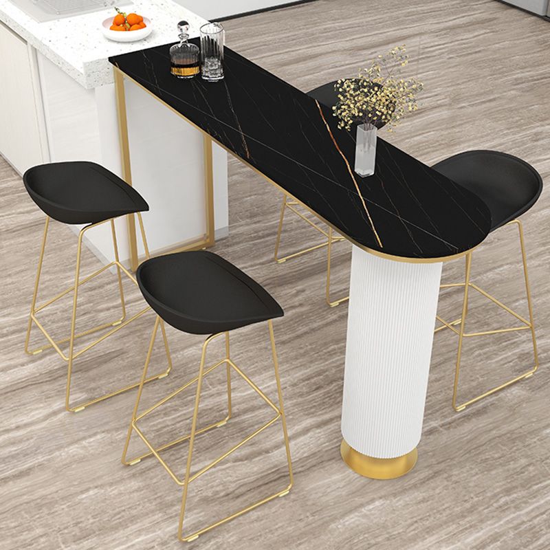 Glam Style Plastic Counter Stool Bucket Bar Stool with Metal Legs