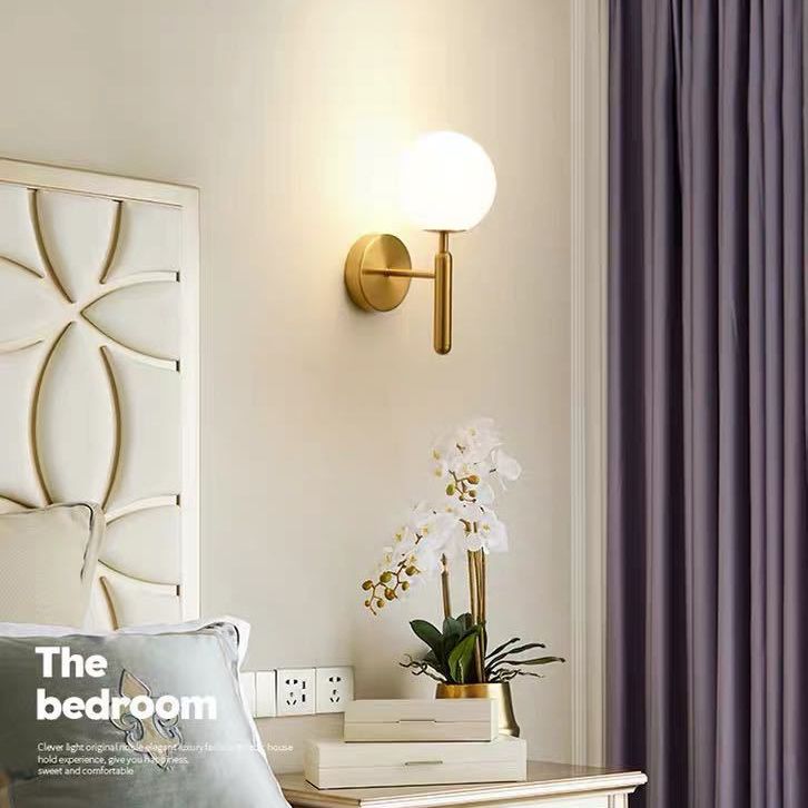 Nordic Style Single Light Wall Mounted Light Ball Glass Shade Wall Lighting for Bedside