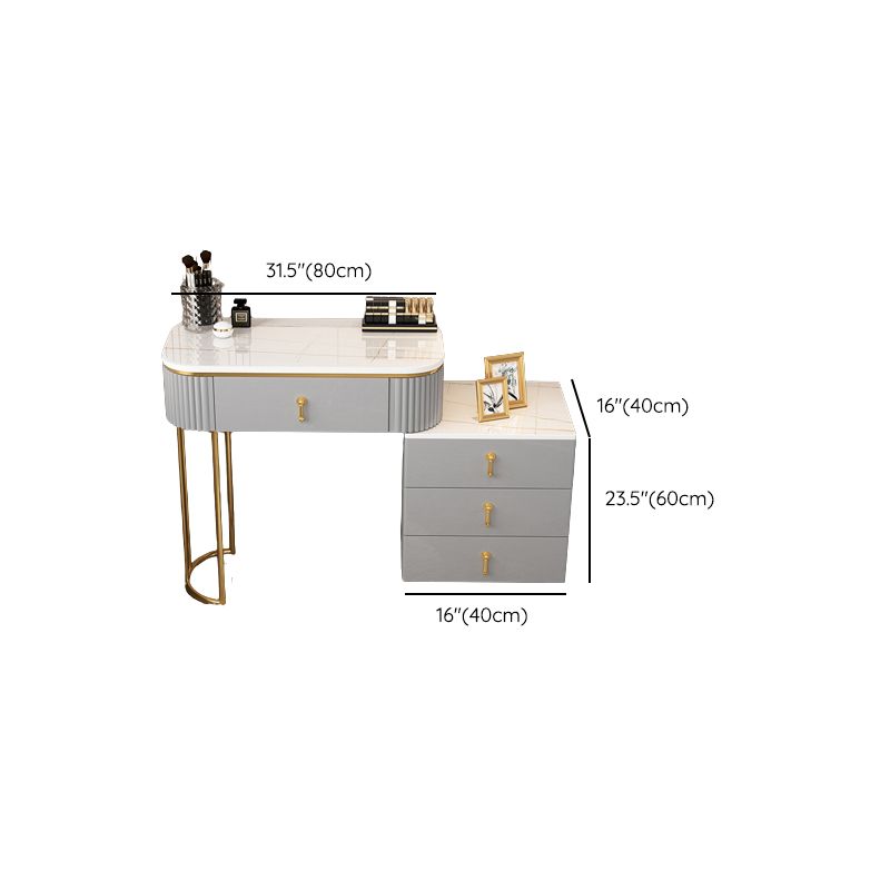 Contemporary With Drawer Gray Wooden Mirror Bedroom Make-up Vanity