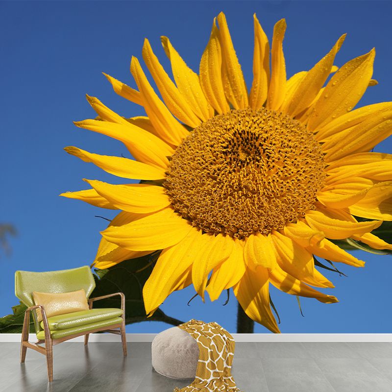 Yellow Sunflower Moisture Resistant Wall Decor for Living Room, Made to Measure