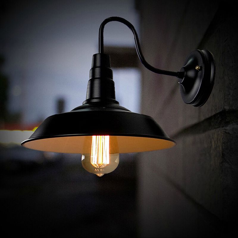 1 Light Metal Geometric Wall Lighting Fixtures Industrial Style Wall Mounted Light Fixture in Black