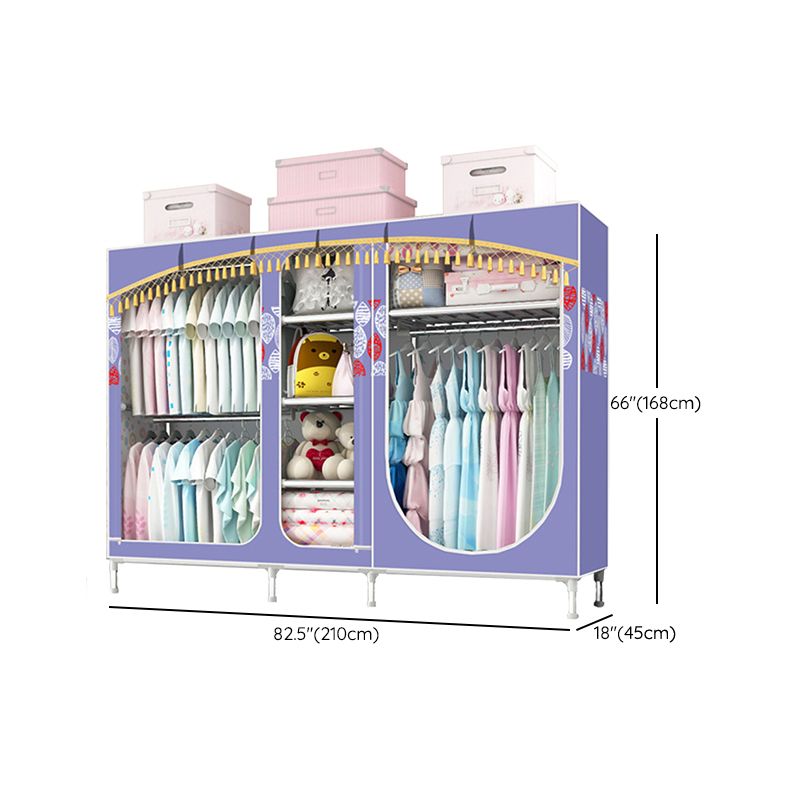 Contemporary Style Steel Wardrobe 3-door Wardrobe Closet with Legs