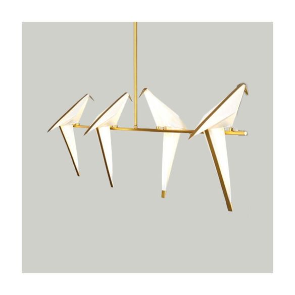 Bird Shaped Plastic Island Pendant Light Modern Style 3/4/5 Lights Golden Hanging Light Fixture for Bedroom