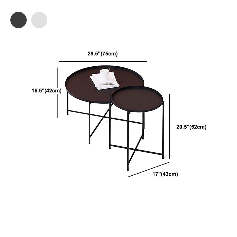 Cross Legs Tray Top Coffee Table Round Metallic Cocktail Table