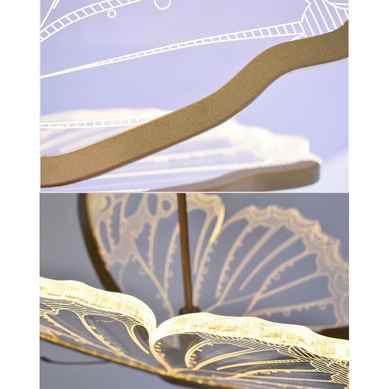 Eenvoud hangende verlichting messing vlinder led plafond hanger met acryl schaduw