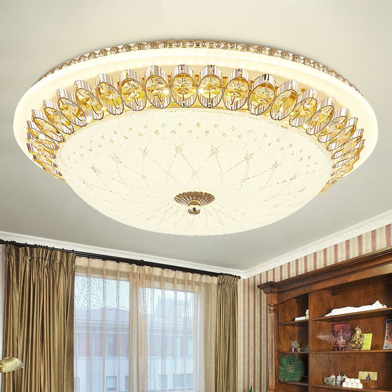 1 Légère lumière Flush Light Contemporary Clear Crystal Bedroom Flush Ceiling Lamp
