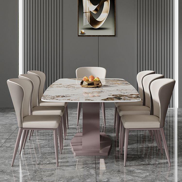 Nordic Glam Rectangle Sintered Stone Dining Table Set 1/4/6/7 Pieces Dining Set