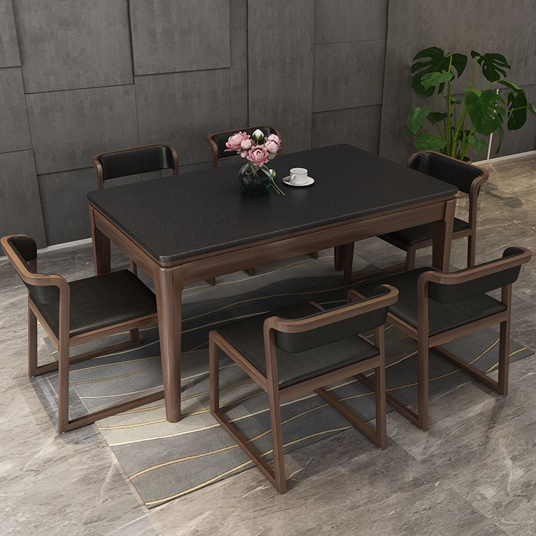 Sintered Stone Dining Table Mid-Century Modern Style 4 Legs Base Table for Dining Room