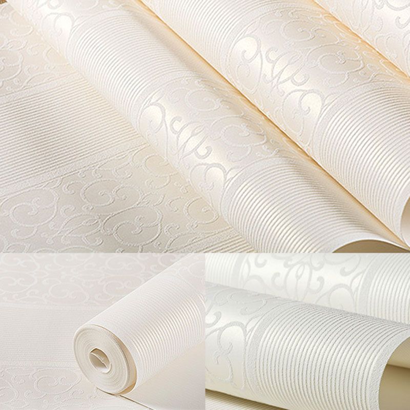 Bedroom Wall Art with Natural Color Stripe and Flower Design, 33 ft. x 20.5 in, Non-Pasted