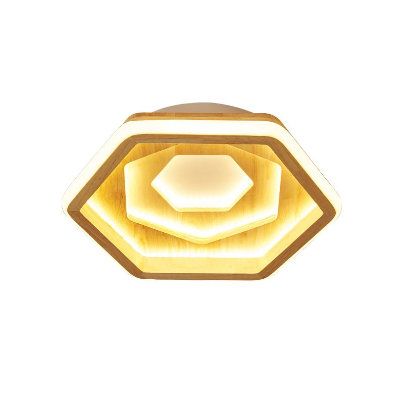 Wabenförmige Schlafzimmer-LED-Deckenleuchte aus Holz, zeitgenössische Einbauleuchte in Beige