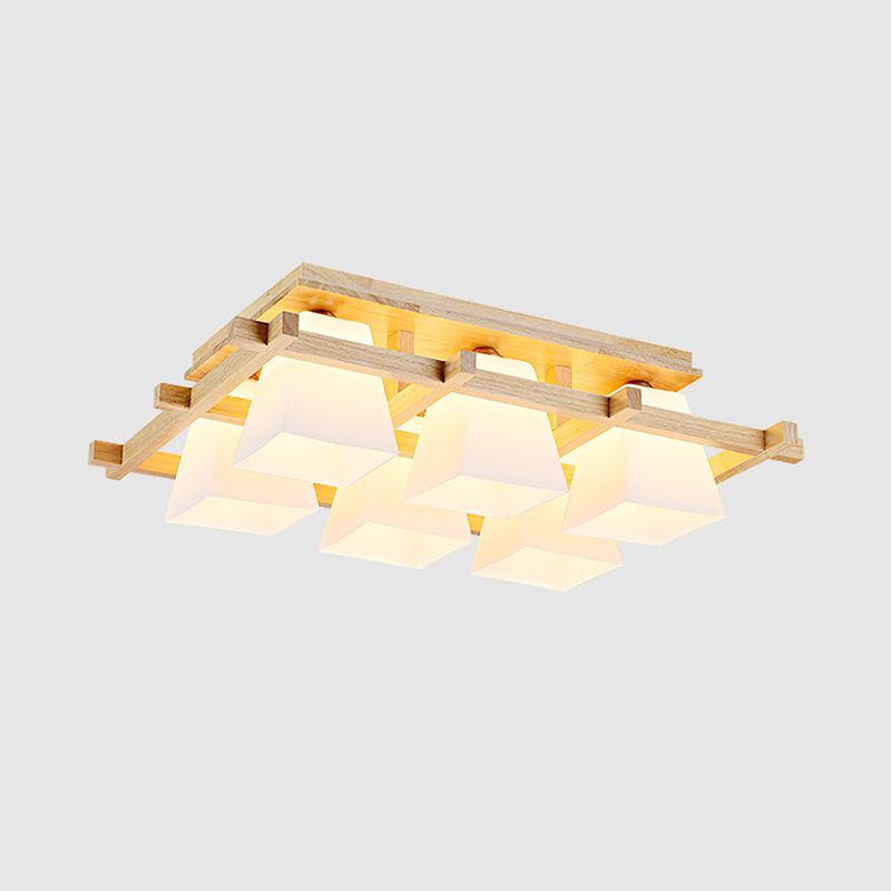 Modern Simple Wooden Ceiling Light Geometry Shape Ceiling Lamp for Bedroom