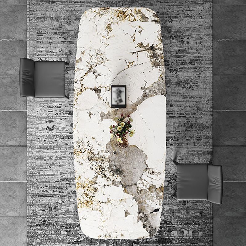 Metal Traditional Luxury Rectangle Table Sintered Stone Indoor Table for Dining Room