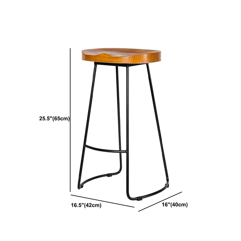 Industrial Backless Counter Stool Natural Wood Counter & Bar Stool for Coffee Shop