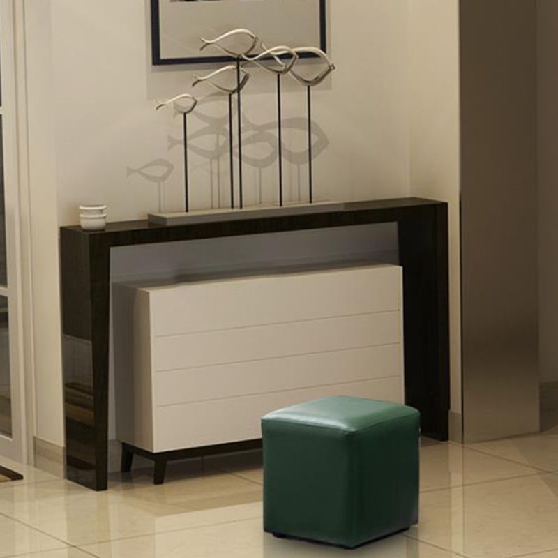 Pink Stain Resistant Pouf Solid Color Square Pouf for Living Room