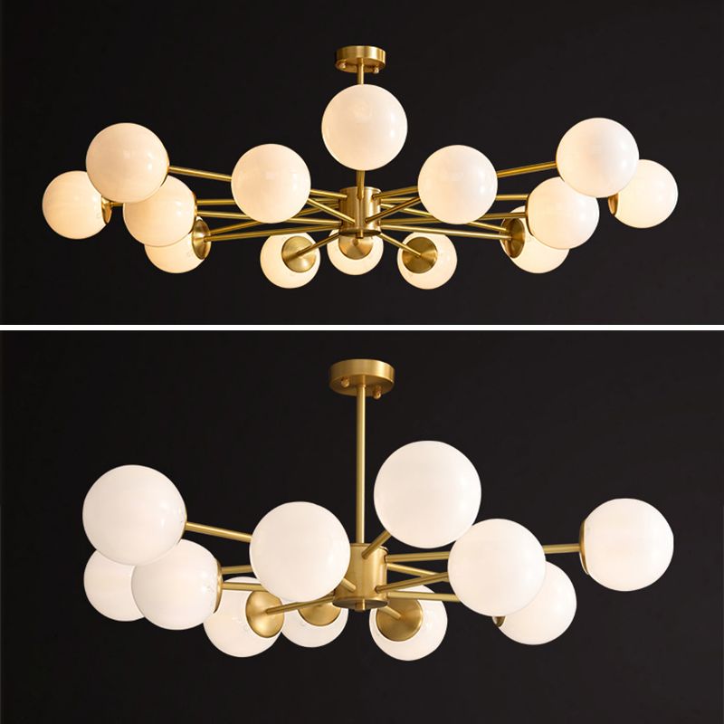 Lámpara de lámpara de lámpara de globo de vidrio accesorio de iluminación de araña minimalista en blanco