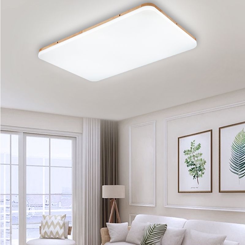 Wooden Modern Flush Mounted Ceiling Lights LED Ceiling Mount Lighting for Living Room