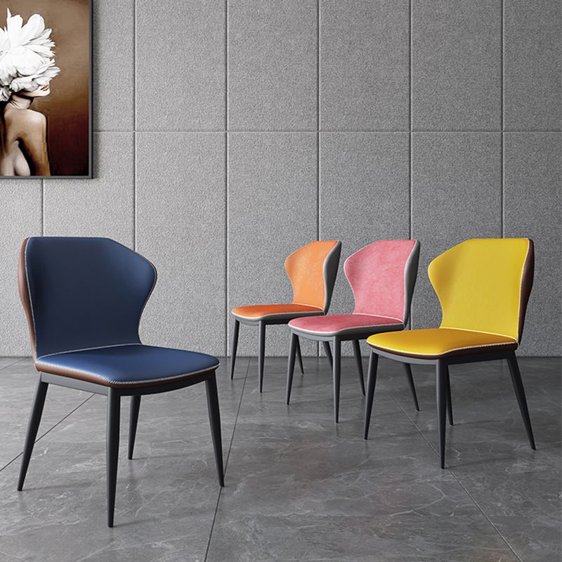 Contemporary Dining Chair Armless Metal Wingback Chairs for Kitchen