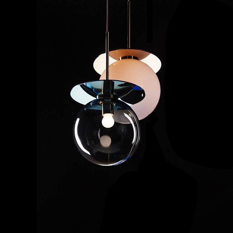 Global Shade Pendant Light Novelty Nordic Glass 1-Light Dining Room Suspension Light
