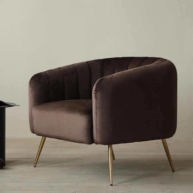 28.34" High Velvet Barrel Chair Arms Included Barrel Accent Chair