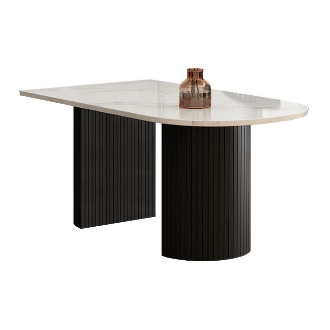 Rubberwood Solid Wood Base Table Contemporary Dining Table in White and Black