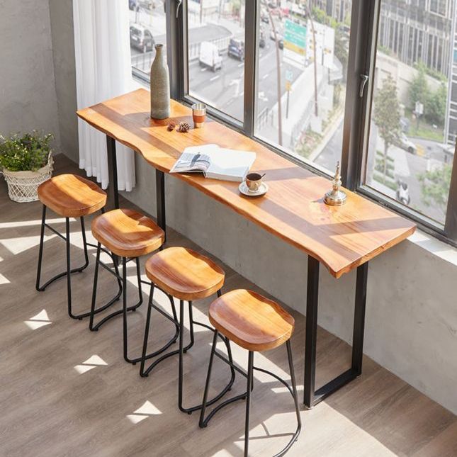 Rectangular Pub Table Set 1/4/5 Pieces Solid Wood Pub Dining Set