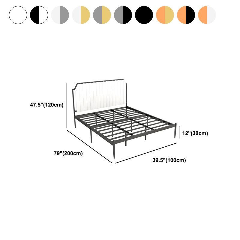 Contemporary Scooped Panel Headboard Bed with Metal Legs in Iron