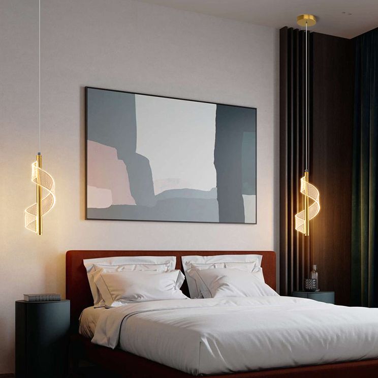 Contemporary Linear Hanging Light Kit Metal 1-Light Ceiling Light for Bedroom