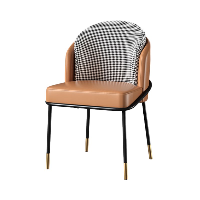Sillas de comedor tapizadas de metal Glam, sillas de comedor sin brazos para uso en restaurantes