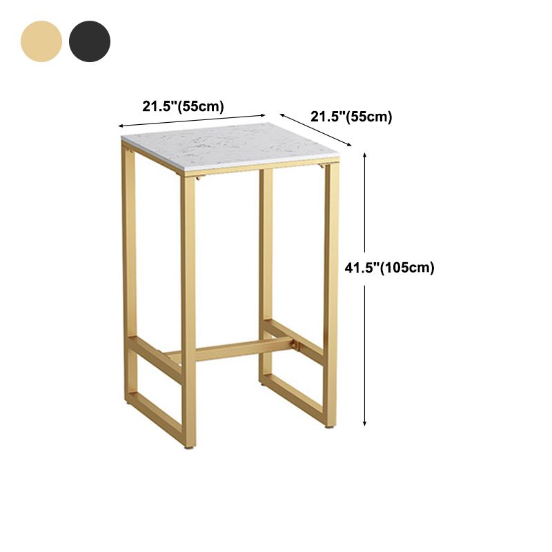 Glam White Faux Marble Bistro Table Indoor Iron Trestle Pedestal Bar Dining Table