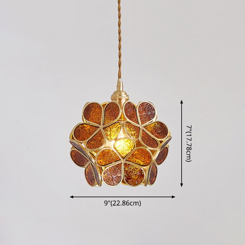 1 Light Flower Hanging Ceiling Light Nordic Style Metallic Down Lighting Pendant for Restaurant