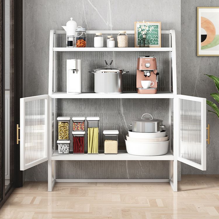 Glam Glass Doors Sideboard Cabinet Dining Room Metallic Credenza