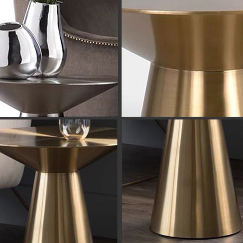 Mid-Century Side Table Metal Round Pedestal Living Room End Table