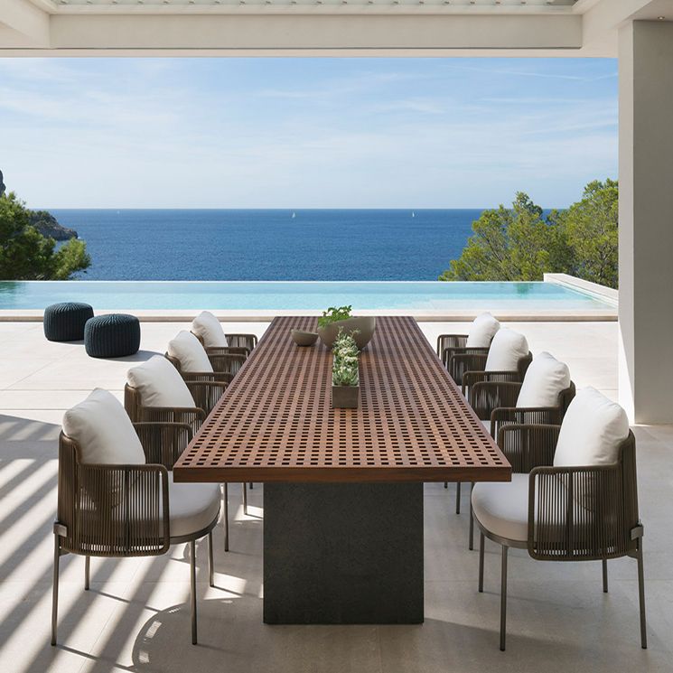 Industrial Metal Frame Dining Table Rectangle Outdoor Patio Table