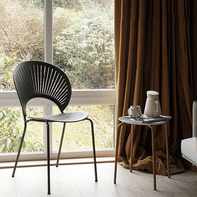 Metal Contemporary Style Kitchen Chair Open Back Side Dining Chairs Set