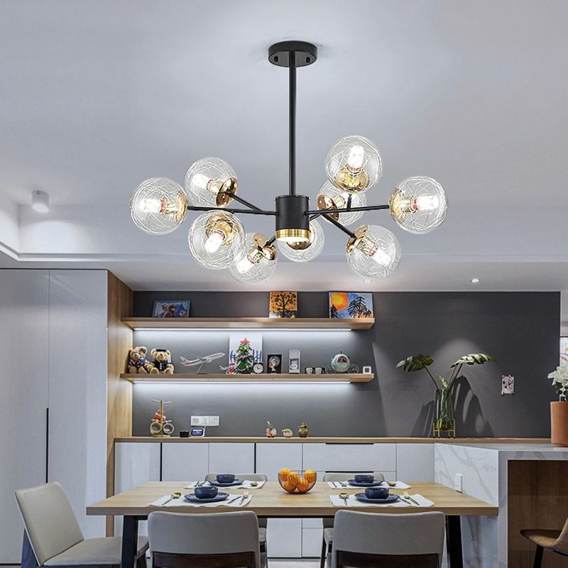 Modern Chandelier Lights Globe-Shaped Pendant Lights Glass Pendant Chandelier for Dining Room