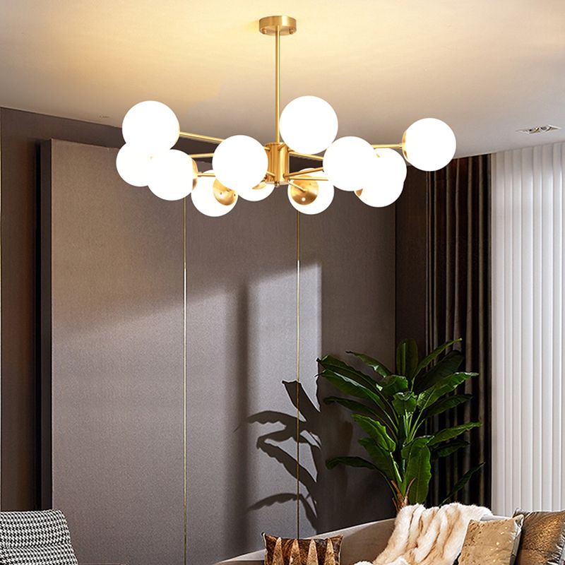Modern Chandelier Light Fixtures Multi-Head Living Room Hanging Pendant Lamps with Glass Shade