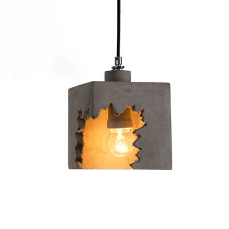 Cement 1-Light Hanging Lamp, Nordic Simple Gray Pendant Lighting for Living