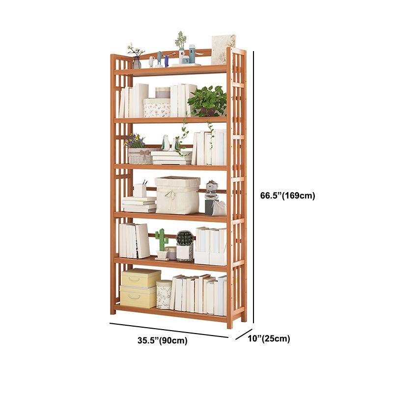 Standard Bamboo Bookshelf Contemporary Brown Open Shelf Bookcase