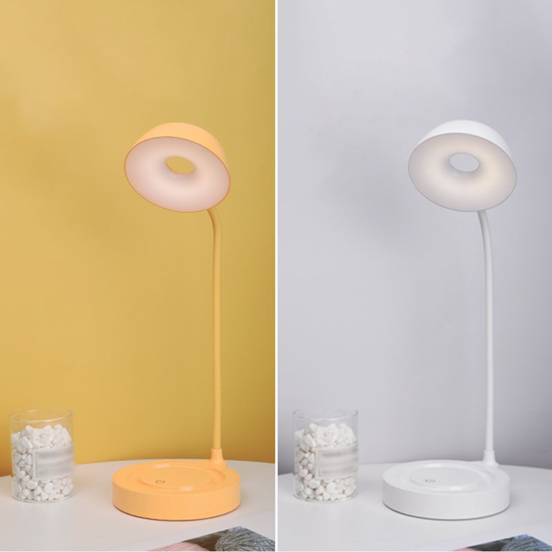 Macaron LED Table Lamp Flexible Gooseneck Nightstand Light with Plastic Shade