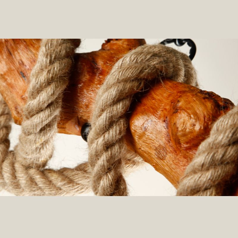 Wood Pendant Lights Rope Island Linear Island Ceiling Light for Dining Room