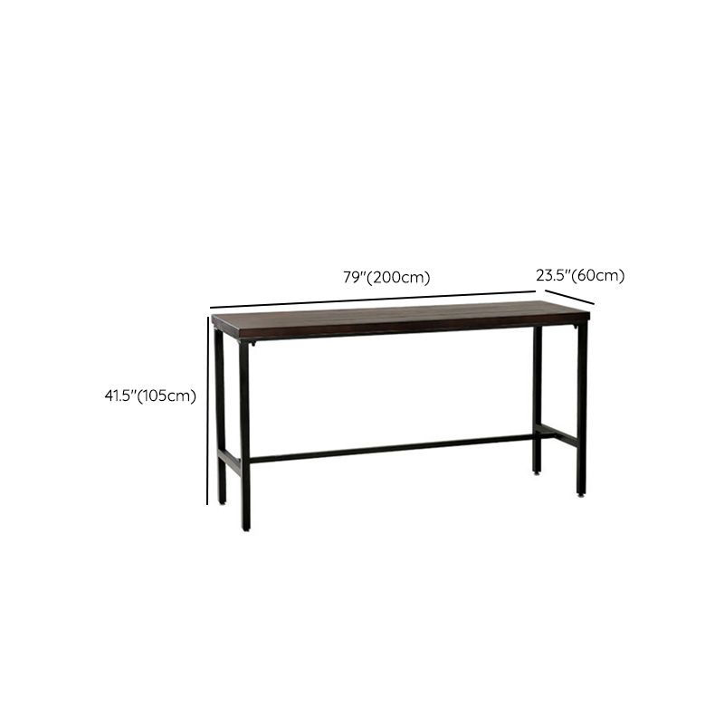 Wood Top Table Industrial Style Bistro Pub Table with Black Base