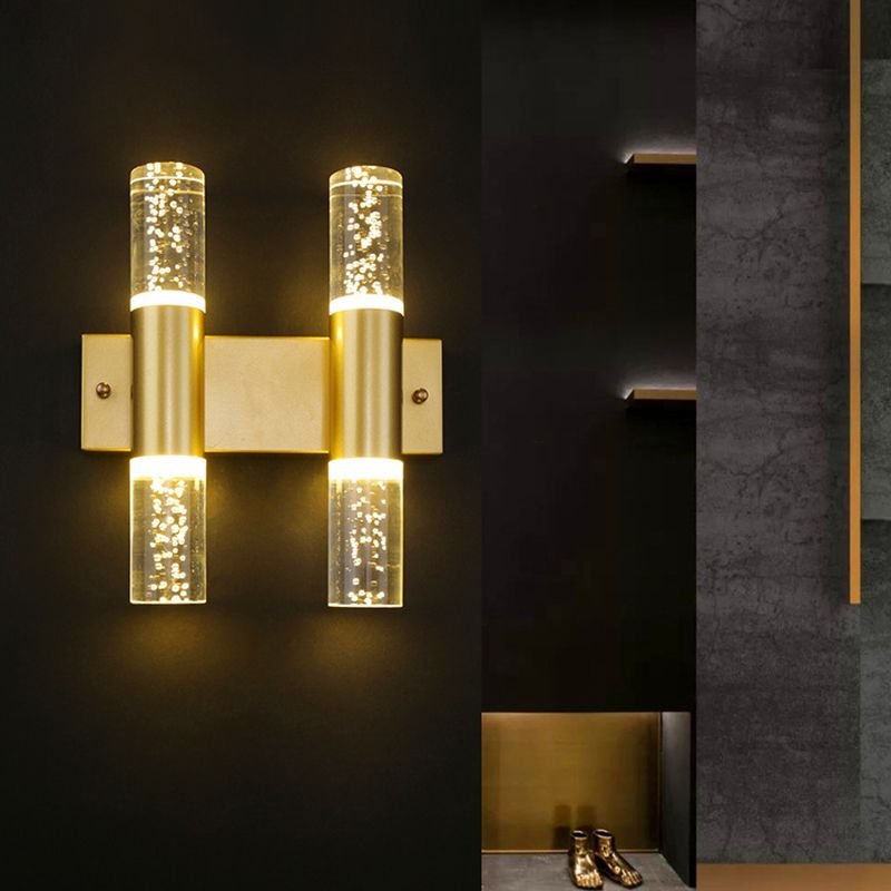 Moderno cilindro in stile di lusso su e giù a parete a led sconce cristallo montato lampada montata per camera da letto